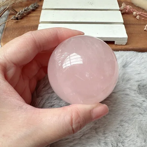 Rose Quartz Sphere - Picture 8 of 9